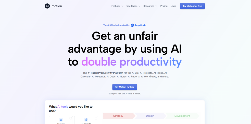 Screenshot of Motion from usemotion.com