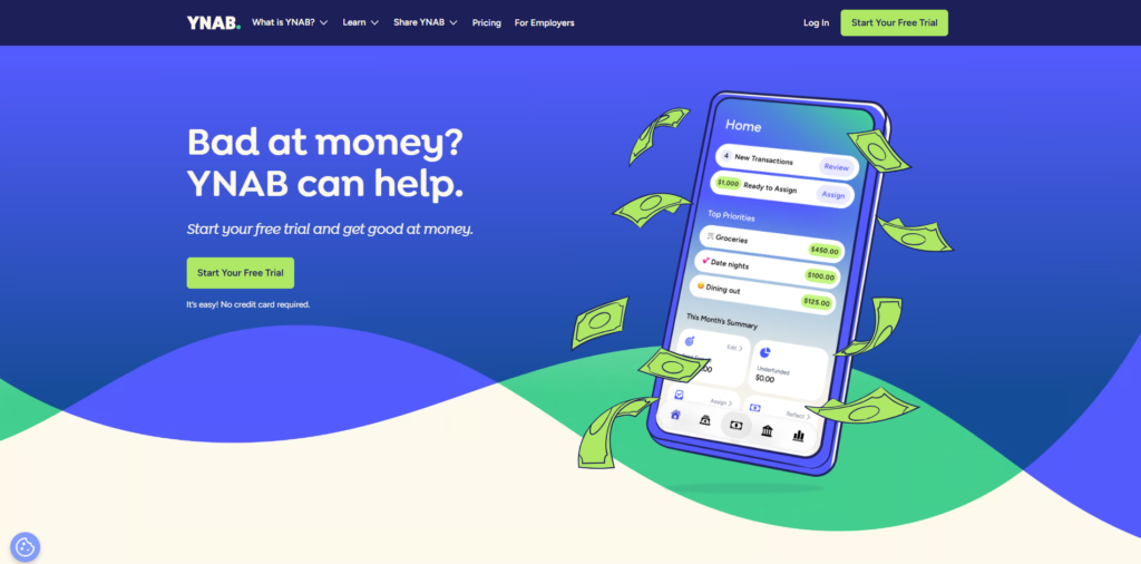 Screenshot of YNAB Website